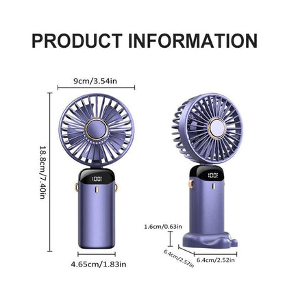 Mini Ventilador de Mano con Pantalla Digital LED 5 Velocidades | Portátil y Potente - innovagizmo.com