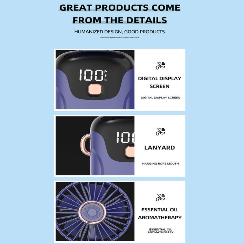 Mini Ventilador de Mano con Pantalla Digital LED 5 Velocidades | Portátil y Potente - innovagizmo.com