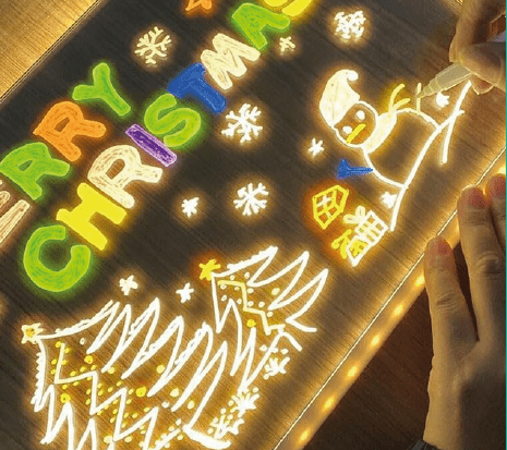 Pizarra con Luz LED 20x30 cm StockLíder | Pizarra Acrílica con Rotuladores y Plantillas - innovagizmo.com