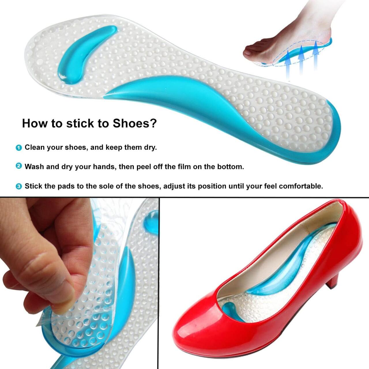 Plantillas Transparentes de Masaje Nitouy Gel Pads Arch Metatarsal Support - innovagizmo.com