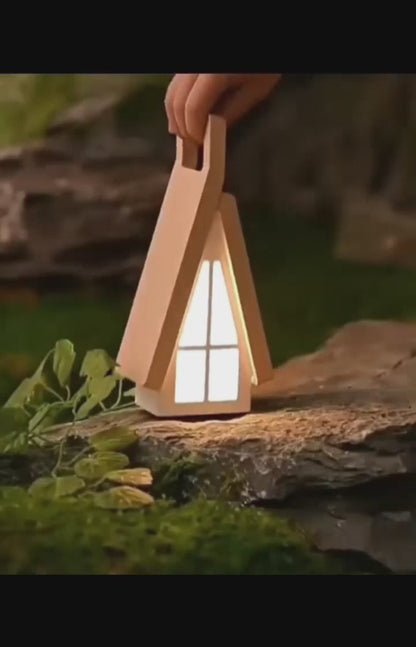 Lámpara de Mesa LED Recargable: Diseño Cabaña Portátil e Inalámbrico