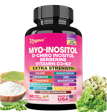 Suplemento Myo-Inositol + D-Chiro + Berberina + D3 y K2 para Mujer – 90 Cápsulas