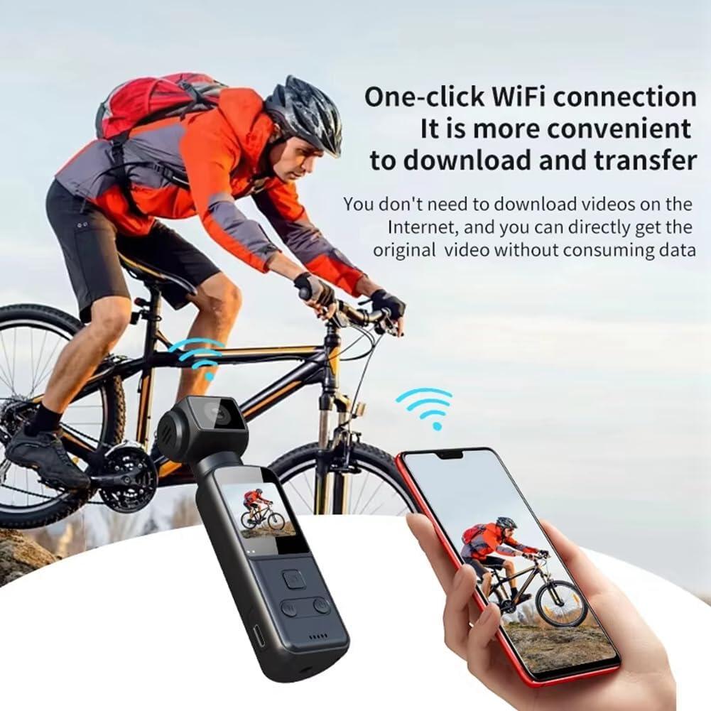 Cámara 4K de Bolsillo – WiFi, Pantalla Giratoria 270°, Estabilización y Grabación en Movimiento