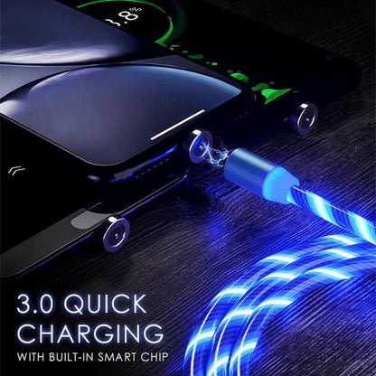 Cable USB Magnético 3 en 1 con Luz LED | Carga Rápida y Universal