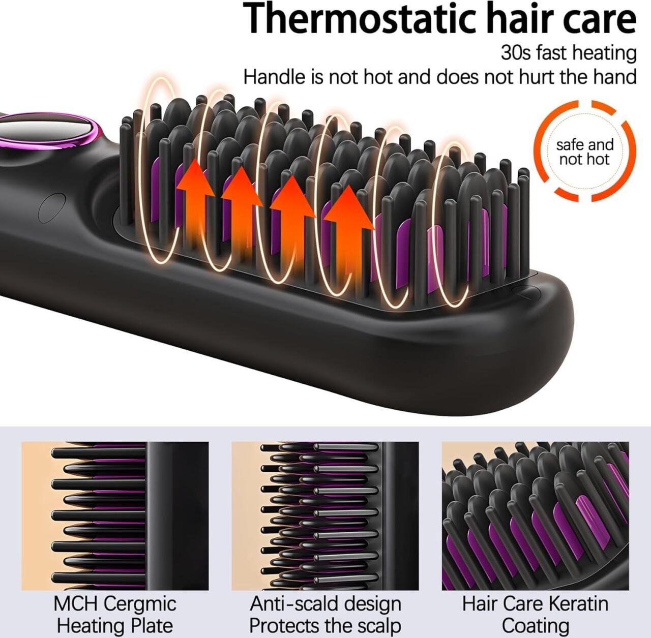 Cepillo Alisador Inalámbrico y Portátil – Cabello Liso al Instante, en Cualquier Lugar