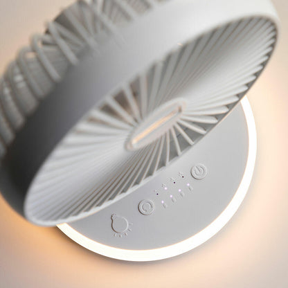 Ventilador de Escritorio Recargable con Luz LED – Silencioso, Portátil y Oscilante