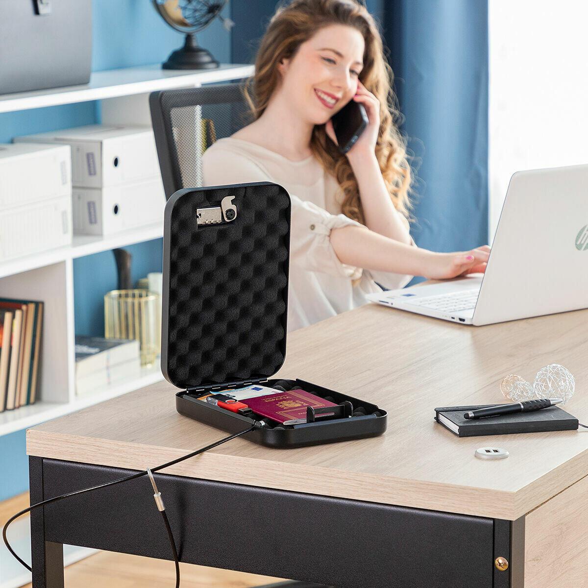 Caja Fuerte Portátil con Cable de Seguridad Prisaven