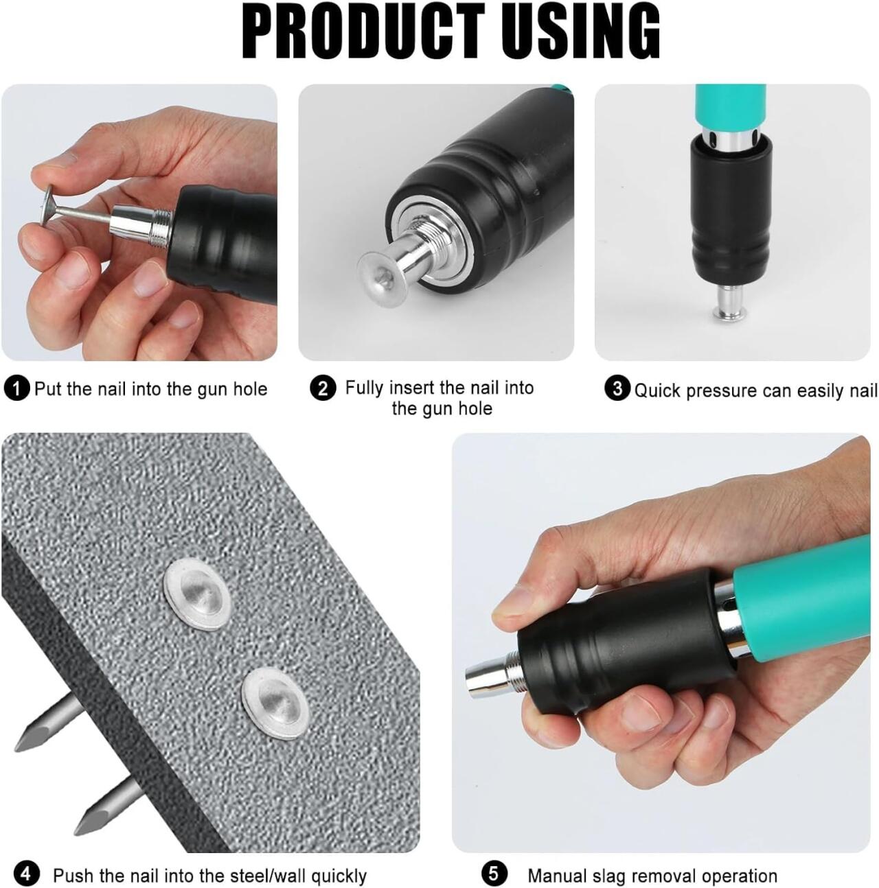 Herramienta Manual para Fijación con Clavos – 5 Niveles de Fuerza para Concreto y Ladrillo