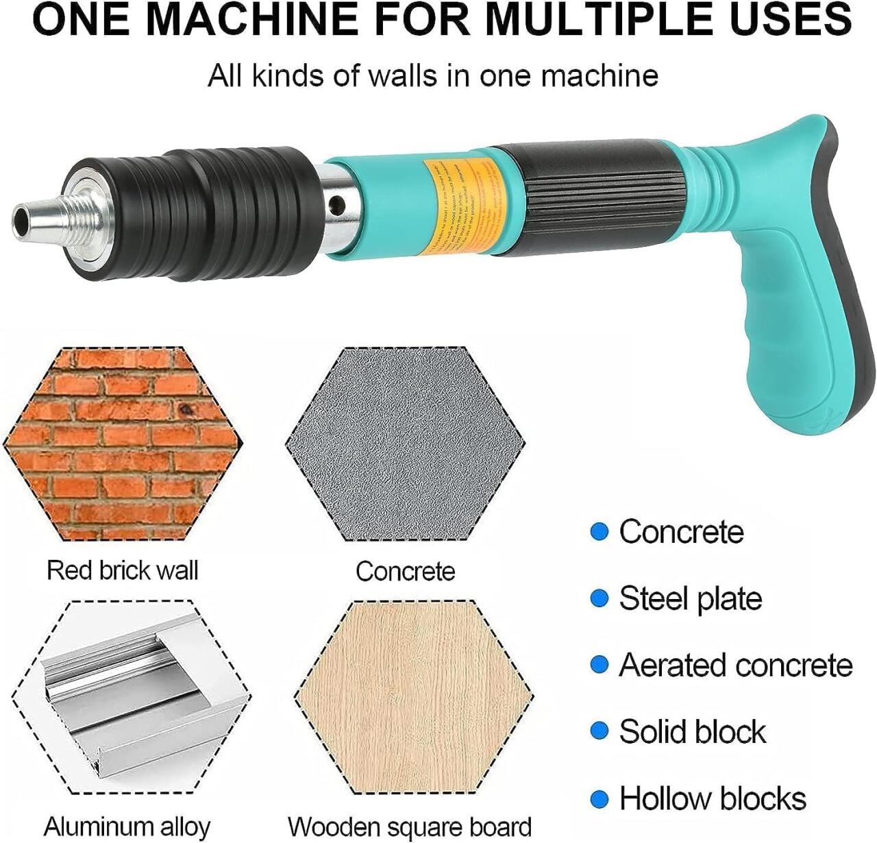 Herramienta Manual para Fijación con Clavos – 5 Niveles de Fuerza para Concreto y Ladrillo