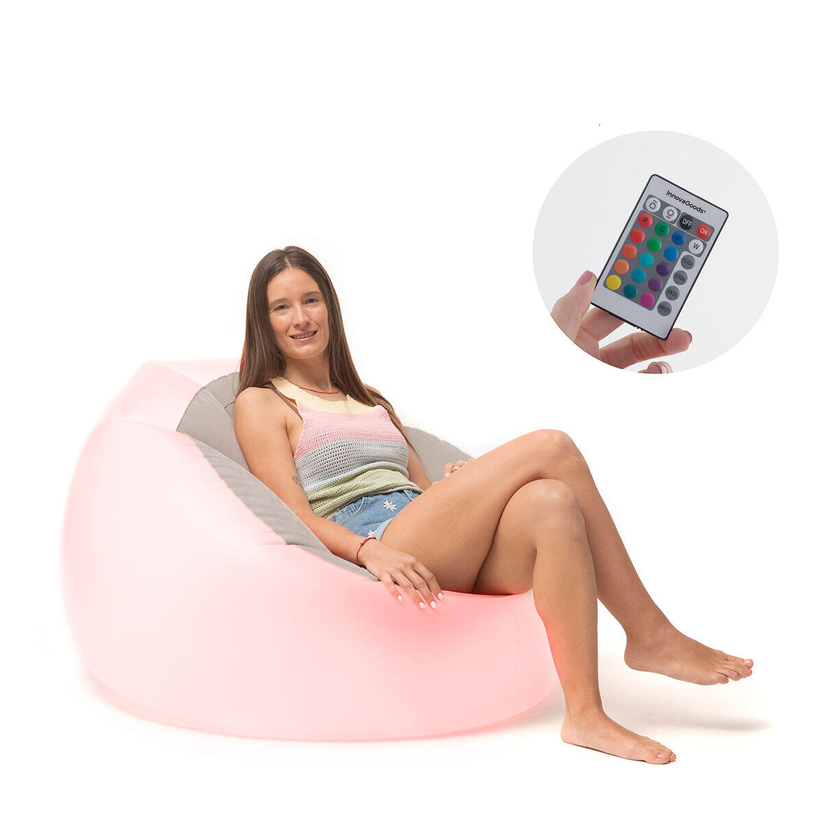 Sillón Hinchable LED Multicolor + Mando | InnovaGoods