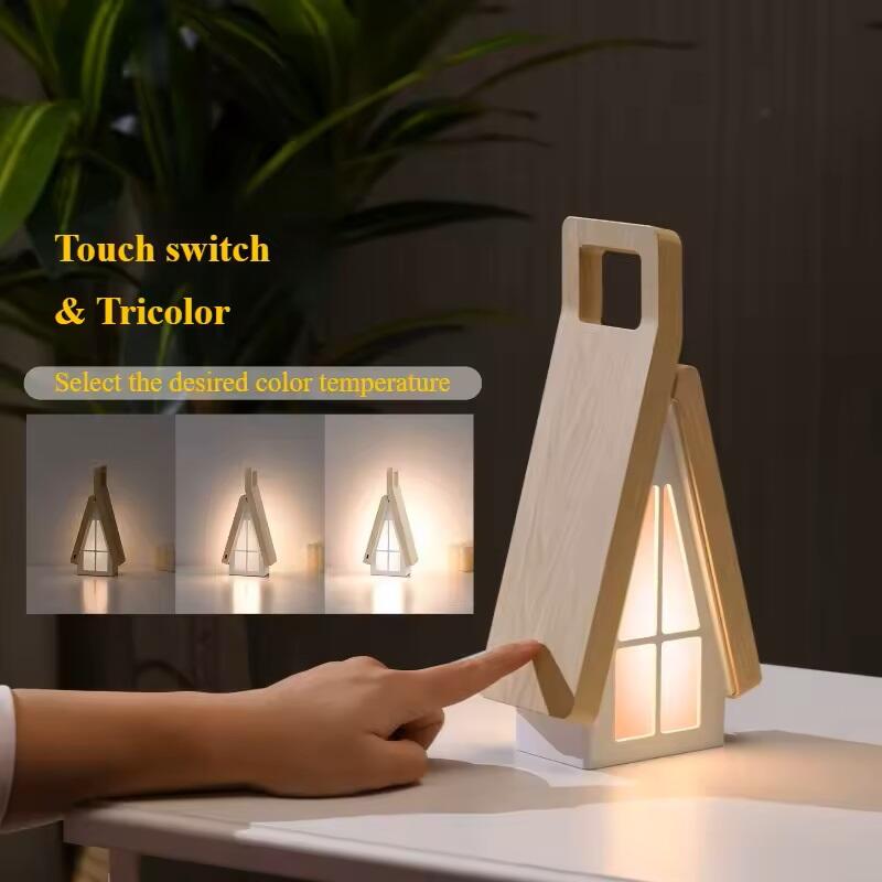 Lámpara de Mesa LED Recargable: Diseño Cabaña Portátil e Inalámbrico