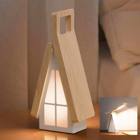 Lámpara de Mesa LED Recargable: Diseño Cabaña Portátil e Inalámbrico