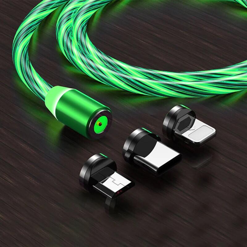 Cable USB Magnético 3 en 1 con Luz LED | Carga Rápida y Universal