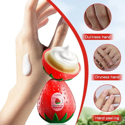 Manos Radiantes y Delicadas al Instante – Crema de Fresa Hidratante y Reparadora