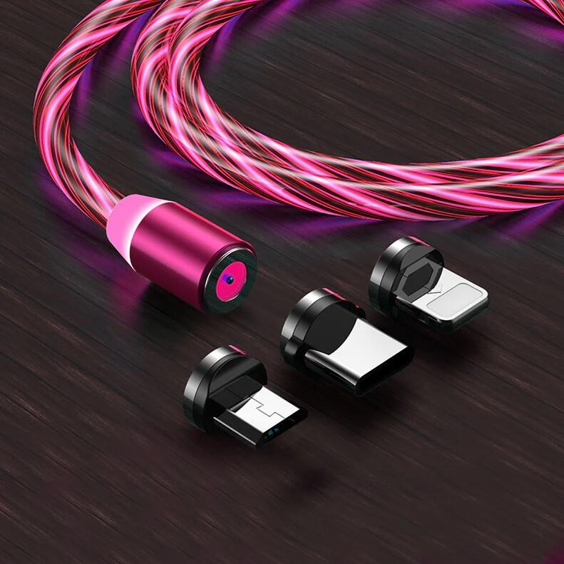 Cable USB Magnético 3 en 1 con Luz LED | Carga Rápida y Universal