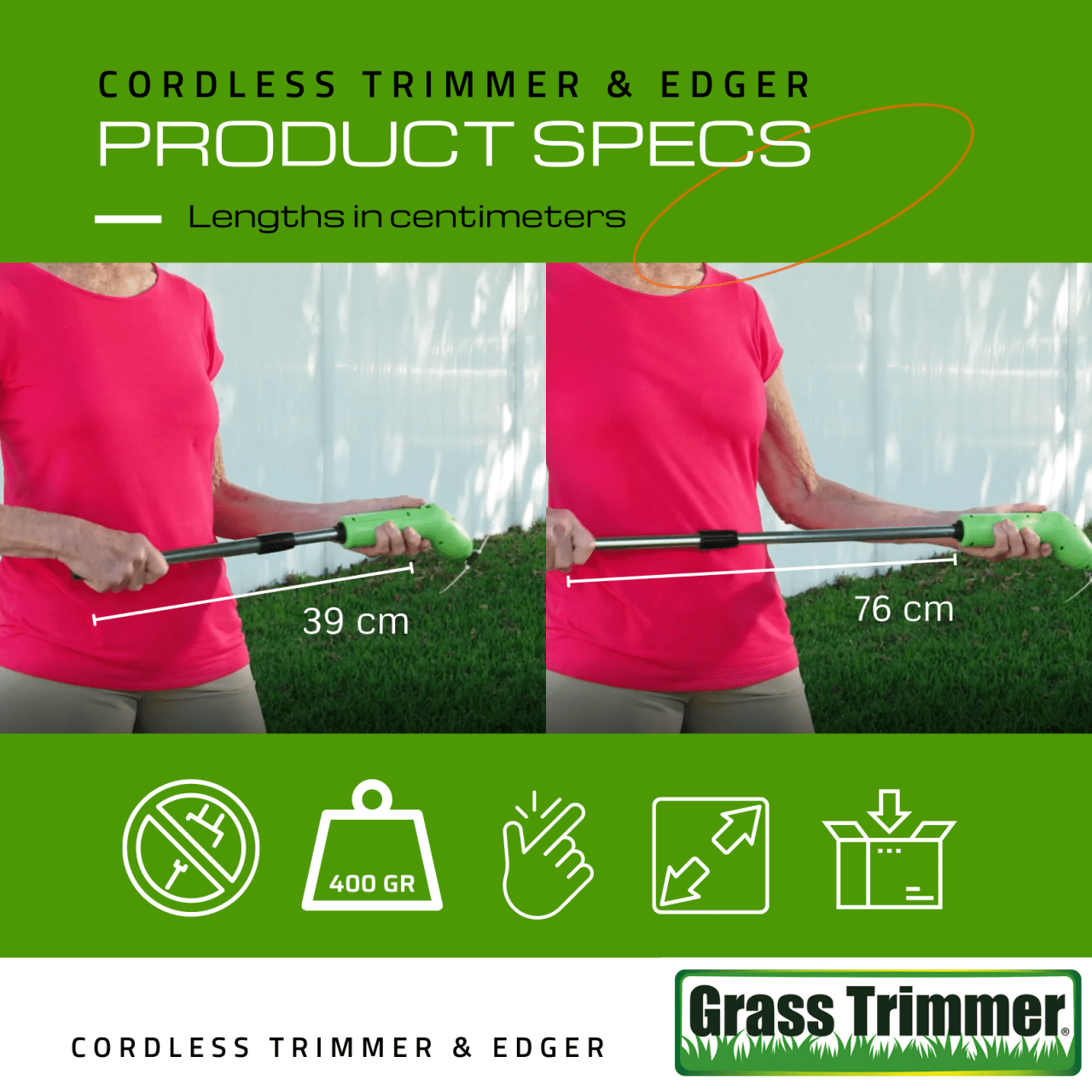 Recortadora de Césped sin Cables Grass Trimmer Portátil