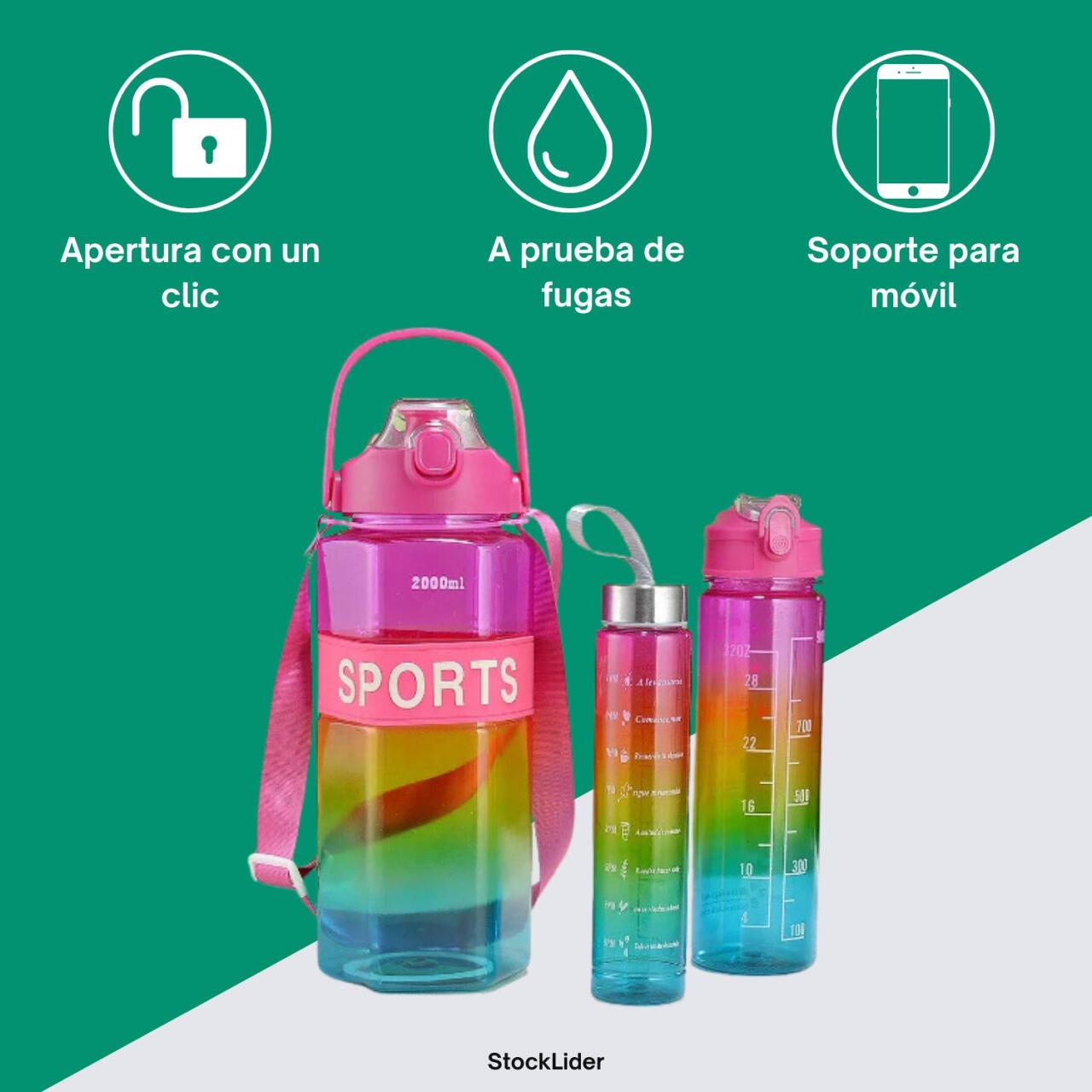 Set de 3 Botellas de agua Hexagonales - innovagizmo.com