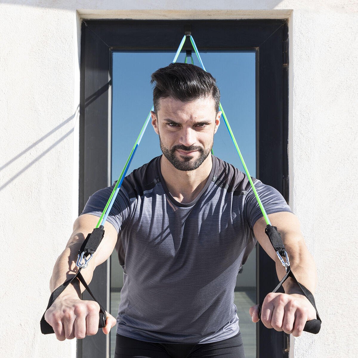 Set de Bandas de Resistencia con Accesorios y Guía de Ejercicios Tribainer InnovaGoods 3 Unidades - innovagizmo.com