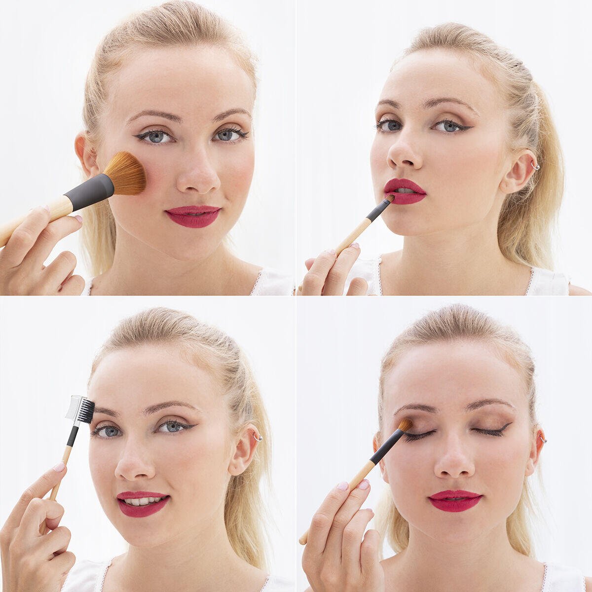 Set de Brochas de Maquillaje de Madera con Funda de Transporte Miset InnovaGoods 5 Unidades - innovagizmo.com