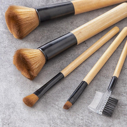 Set de Brochas de Maquillaje de Madera con Funda de Transporte Miset InnovaGoods 5 Unidades - innovagizmo.com