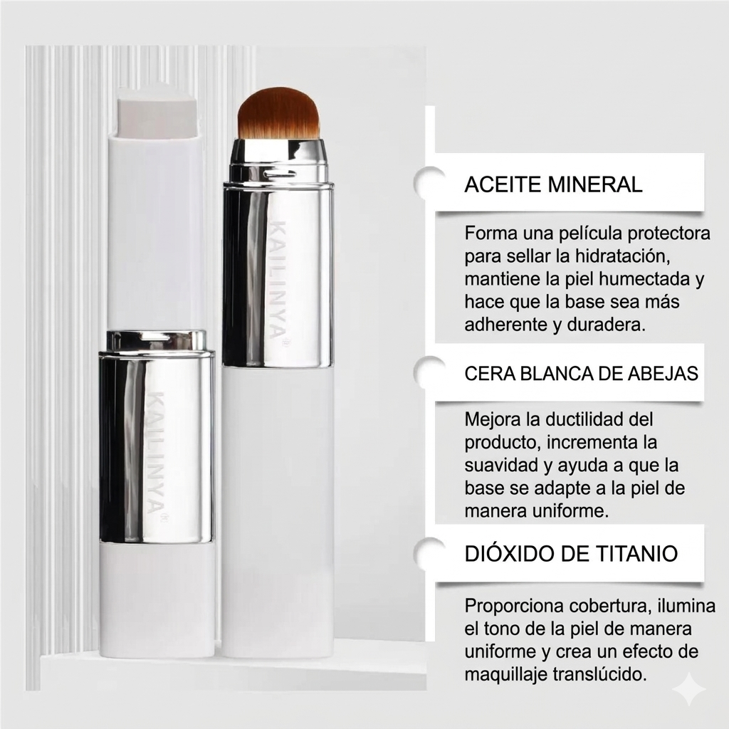 Base de Maquillaje 2-en-1 en Barra con Brocha Profesional