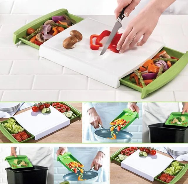 Tabla de Cortar con 2 Compartimentos Extraíbles – Antideslizante y Práctica - innovagizmo.com