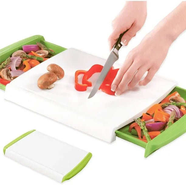 Tabla de Cortar con 2 Compartimentos Extraíbles – Antideslizante y Práctica - innovagizmo.com