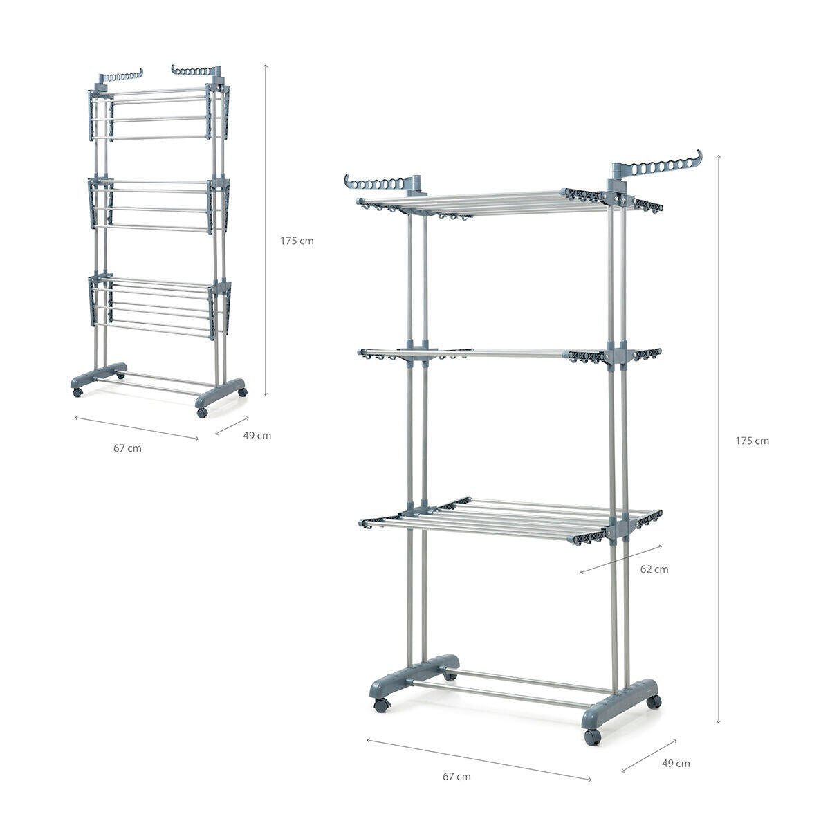 Tendedero Plegable Vertical con Ruedas Dolver InnovaGoods 24 Barras - innovagizmo.com