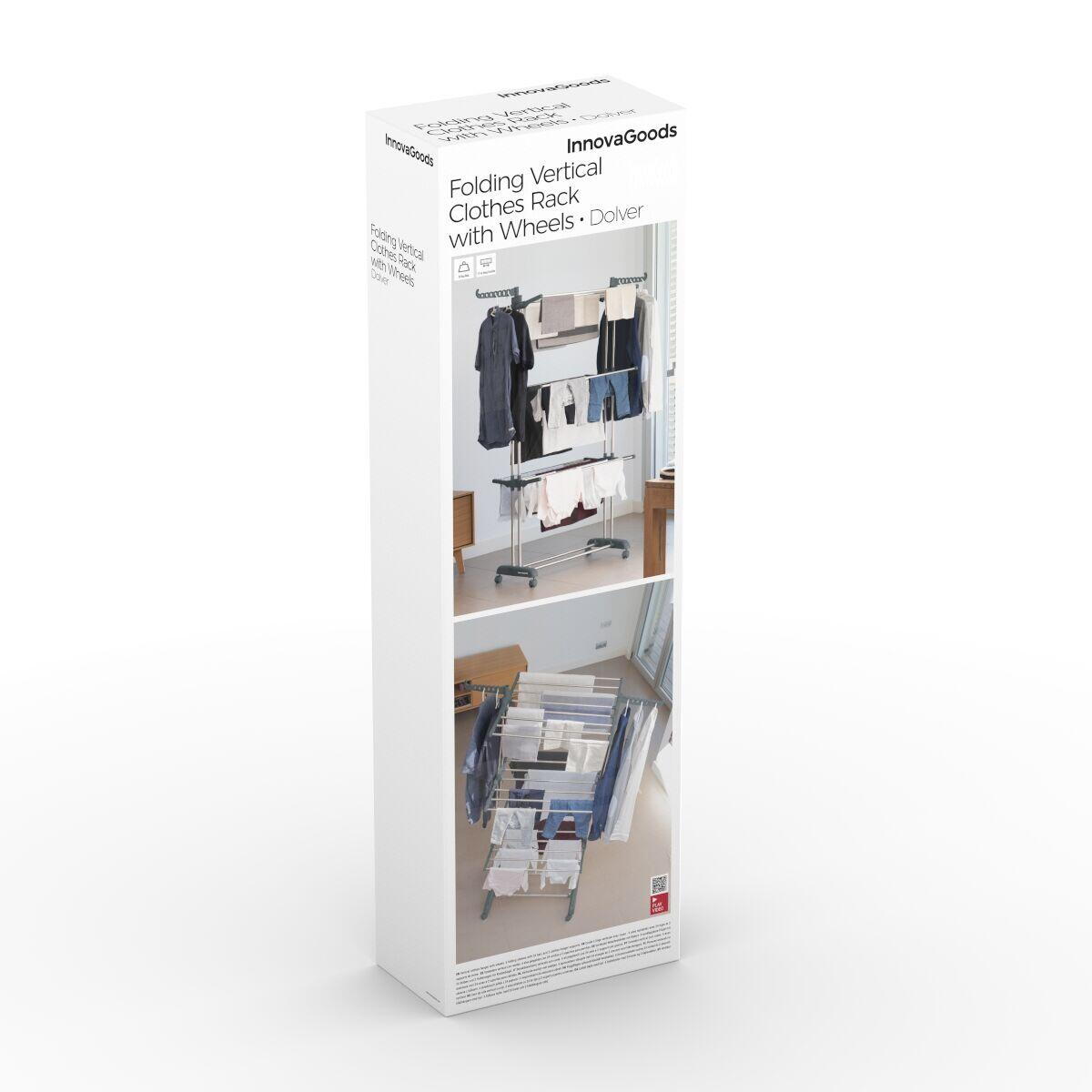 Tendedero Plegable Vertical con Ruedas Dolver InnovaGoods 24 Barras - innovagizmo.com