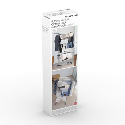 Tendedero Plegable Vertical con Ruedas Dolver InnovaGoods 24 Barras - innovagizmo.com