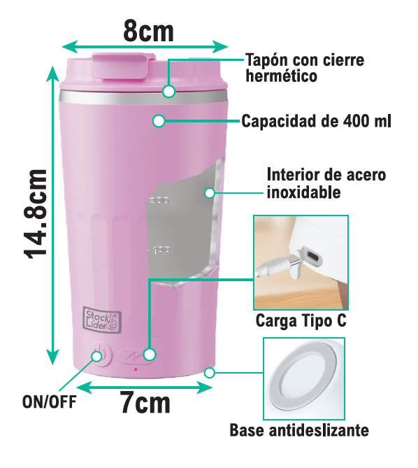 Vaso Mezclador Automático 400 ml | Bebidas listas en segundos - innovagizmo.com
