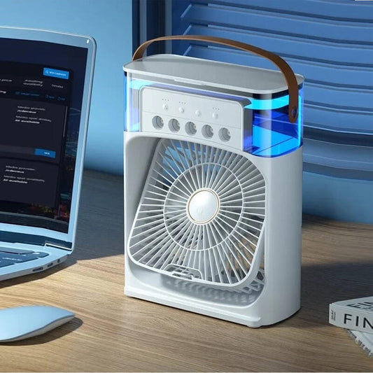 Ventilador de Aire Frío con Pulverizadores de Agua y Luz RGB - innovagizmo.com