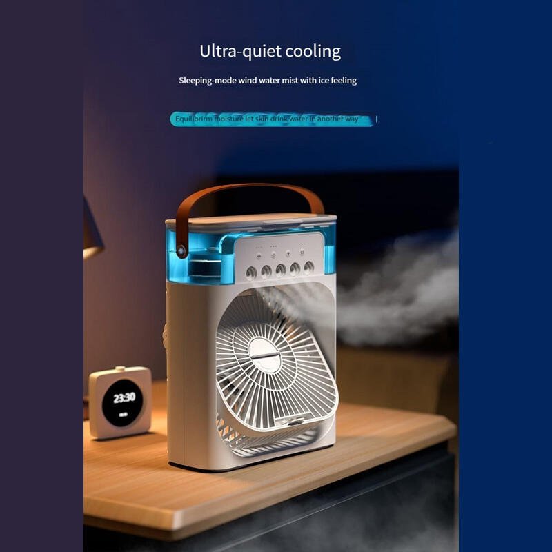 Ventilador de Aire Frío con Pulverizadores de Agua y Luz RGB - innovagizmo.com