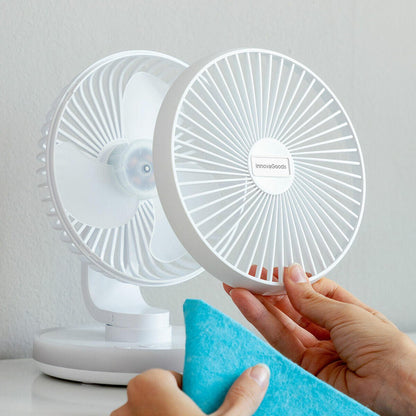Ventilador de Escritorio Recargable con Luz LED – Silencioso, Portátil y Oscilante - innovagizmo.com