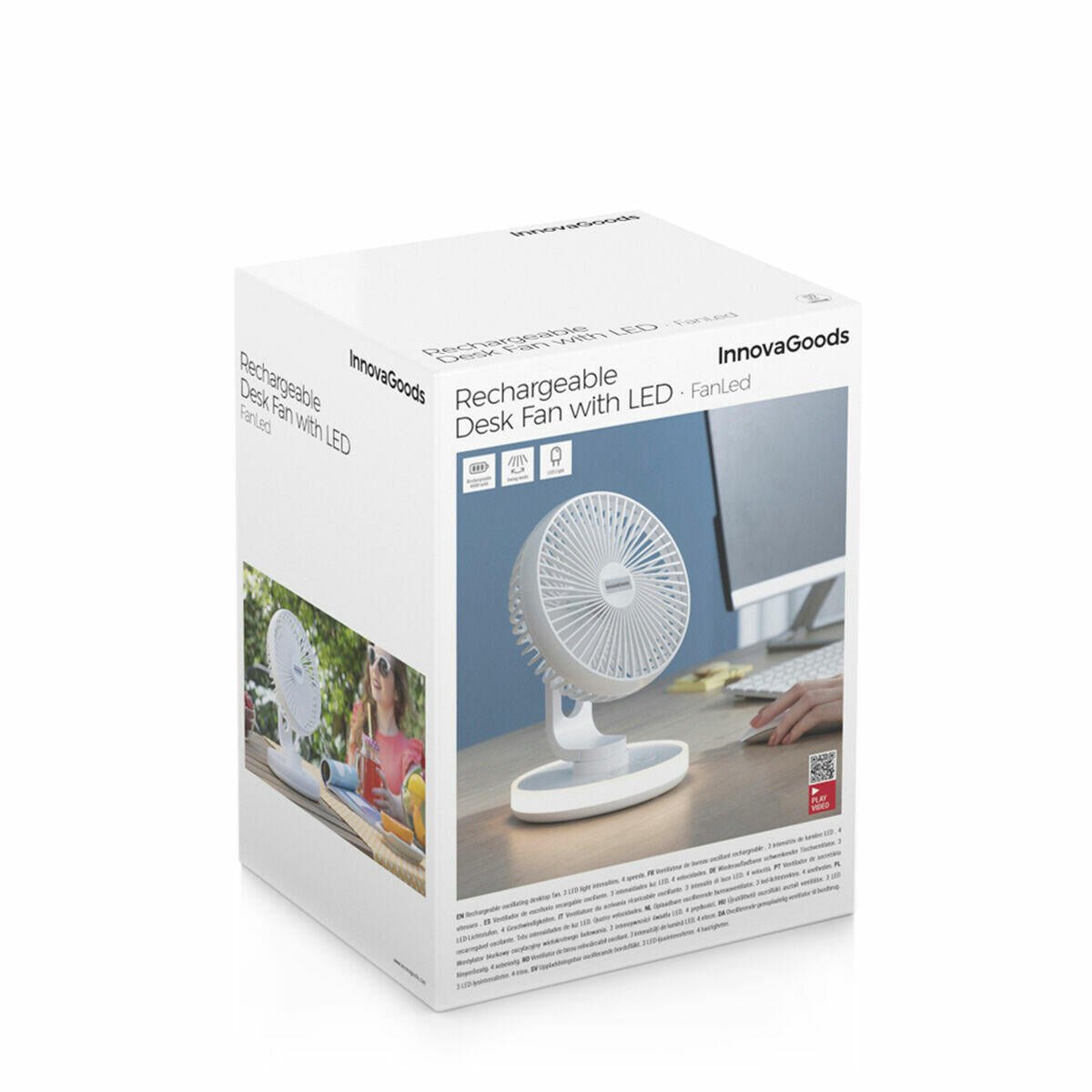 Ventilador de Escritorio Recargable con Luz LED – Silencioso, Portátil y Oscilante - innovagizmo.com