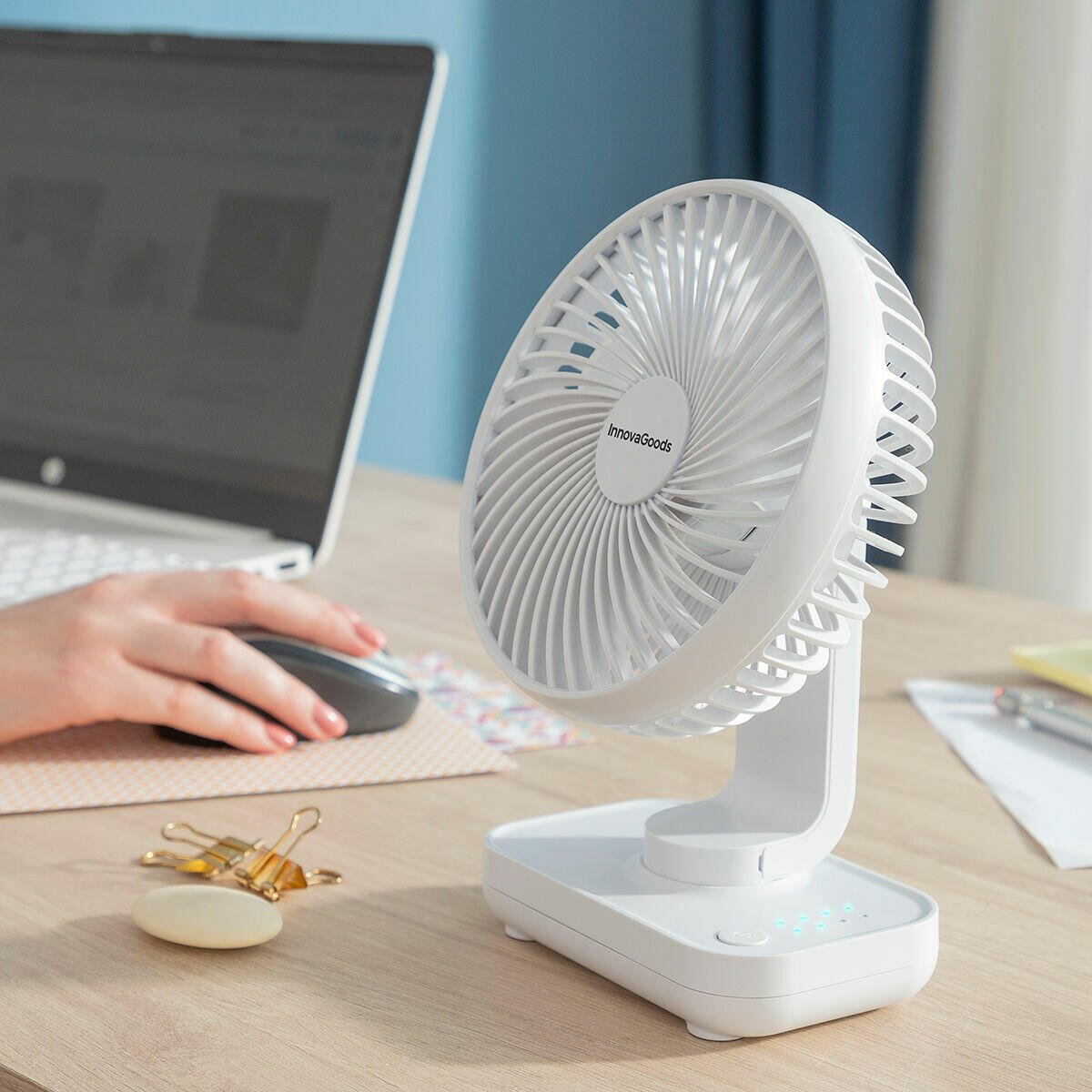 Ventilador de Escritorio Recargable Fanrec InnovaGoods Ø5,4'' 3600 mAh / 13,3 W - innovagizmo.com