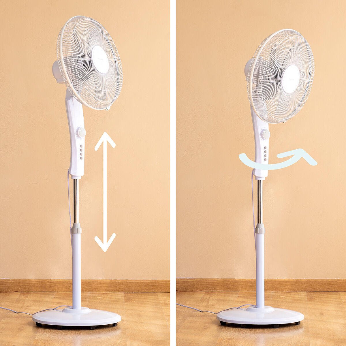 Ventilador de Pie Silencioso 45W con Temporizador Freshinn Blanco - innovagizmo.com