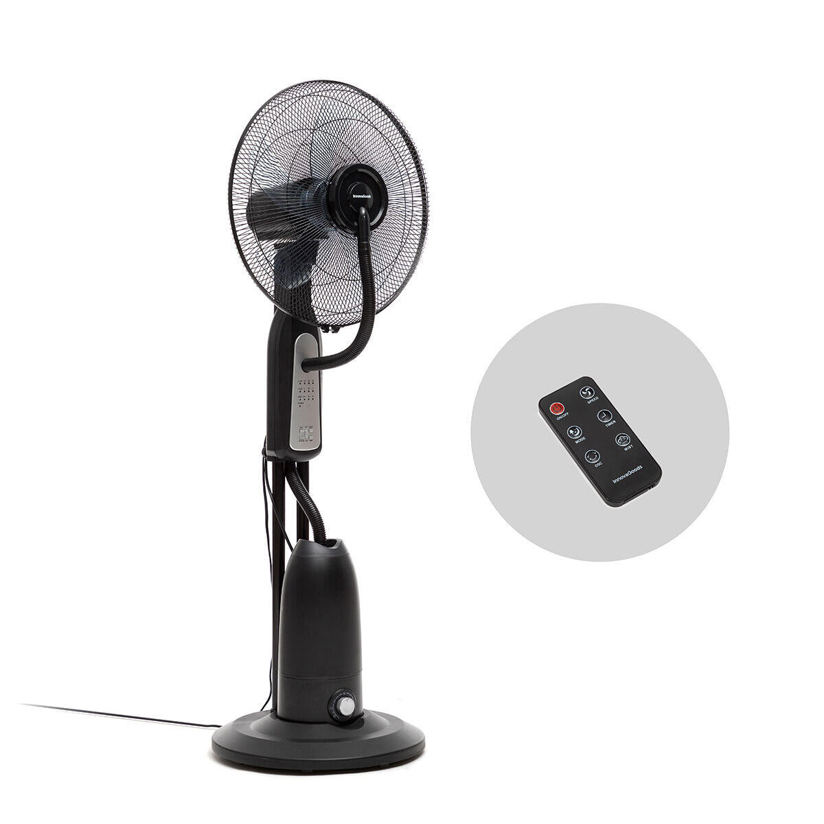 Ventilador Nebulizador de Pie con Mando a Distancia InnovaGoods Mistinn Negro 90 W 2,8 L - innovagizmo.com