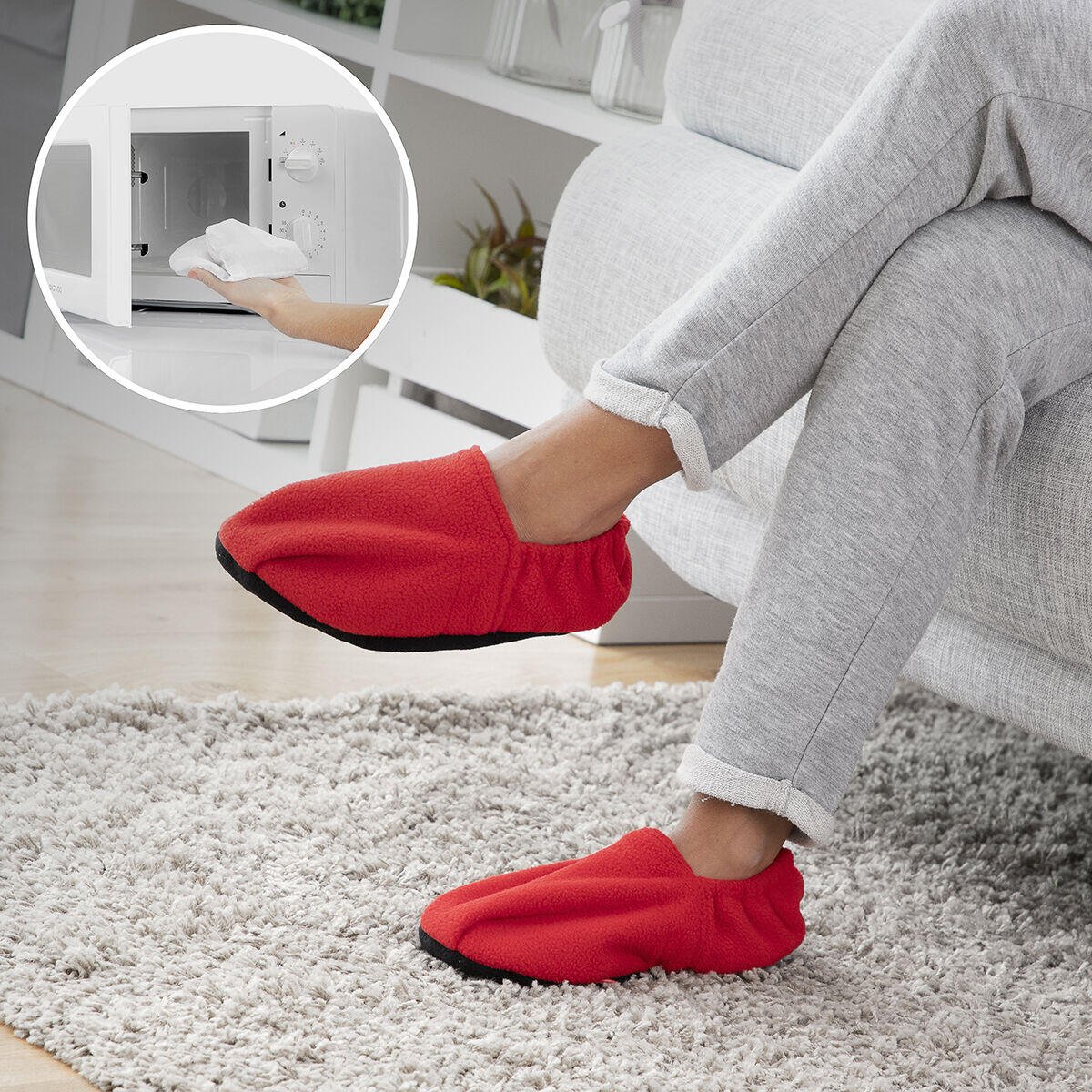 Zapatillas de Casa Calentables en Microondas InnovaGoods Rojo - innovagizmo.com